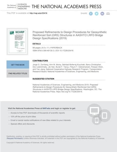 Proposed Refinements to Design Procedures for Geosynthetic Reinforced Soil (GRS) Structures in AASHTO LRFD Bridge Design Specifications
