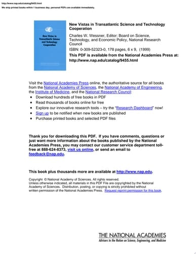 New Vistas in Transatlantic Science and Technology Cooperation