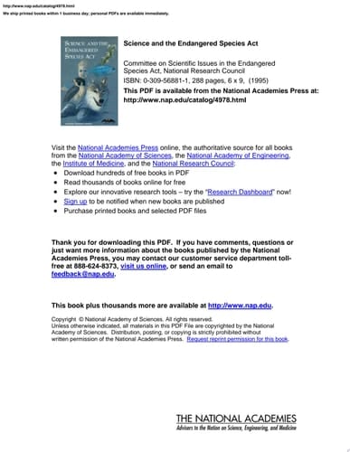 Science and the Endangered Species Act