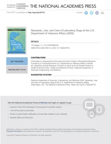 Necessity, Use, and Care of Laboratory Dogs at the U.S. Department of Veterans Affairs