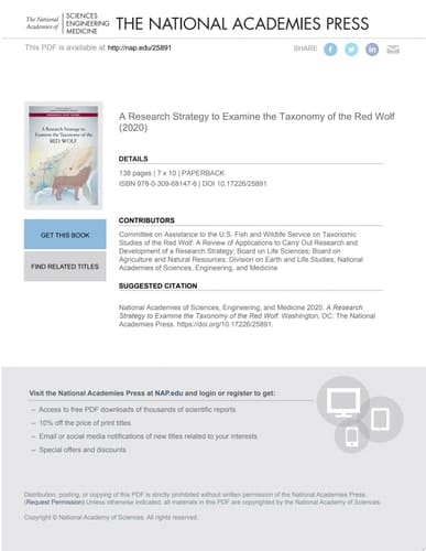 A Research Strategy to Examine the Taxonomy of the Red Wolf