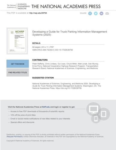 Developing a Guide for Truck Parking Information Management Systems