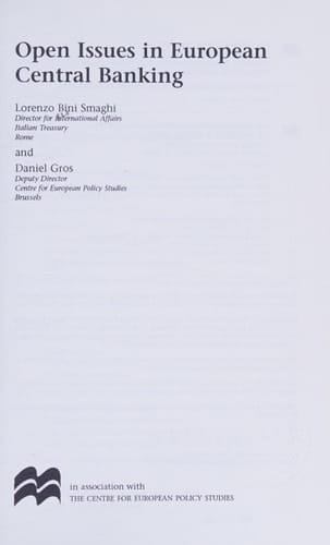 Open Issues in European Central Banking