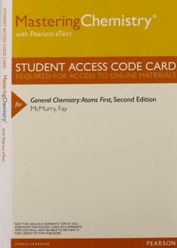 MasteringChemistry with Pearson Etext -- Valuepack Access Card -- for General Chemistry: Atoms First