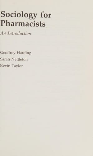 Sociology for Pharmacists An Introduction