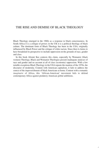 The Rise and Demise of Black Theology