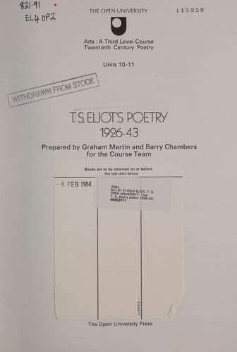 T.S. Eliot's Poetry, 1926-43