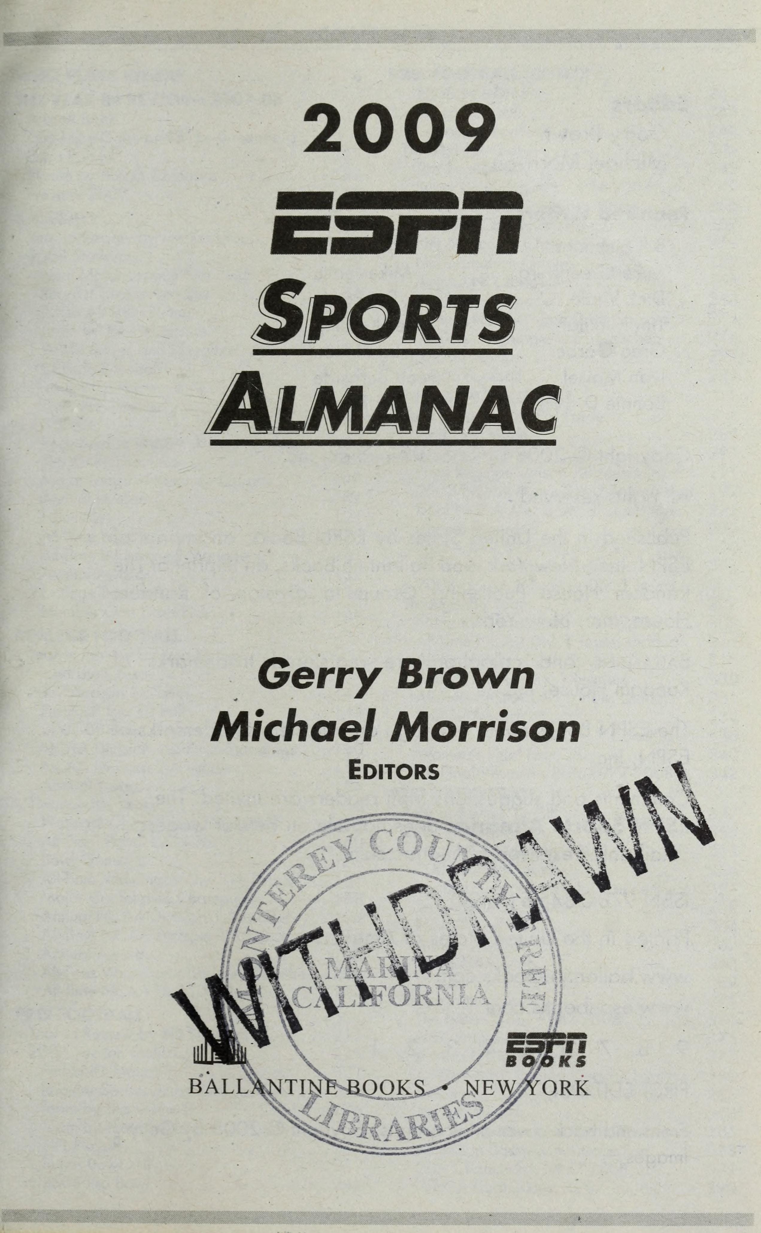 ESPN Sports Almanac 2009 Plus Mike & Mike's Year in Review