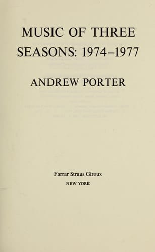 Music of Three Seasons 1974-1977