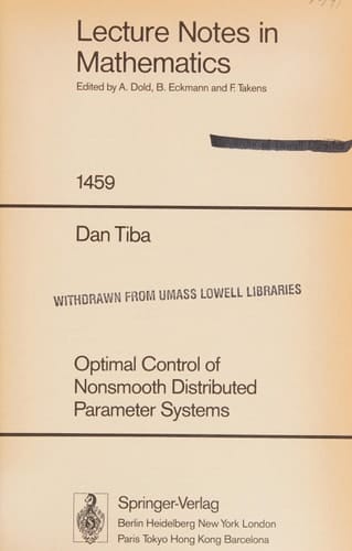 Optimal Control of Nonsmooth Distributed Parameter Systems (Lecture Notes in Mathematics)