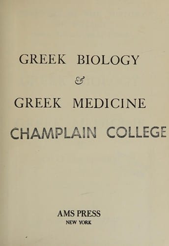Greek Biology and Greek Medicine
