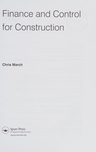Finance and Control for Construction