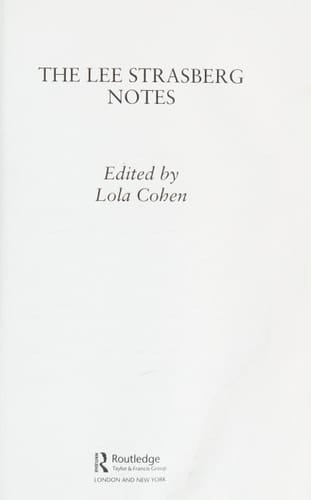 The Lee Strasberg Notes