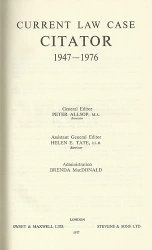 Current Law Case Citator, 1947-1976
