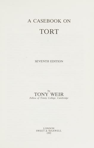 A Casebook on Tort