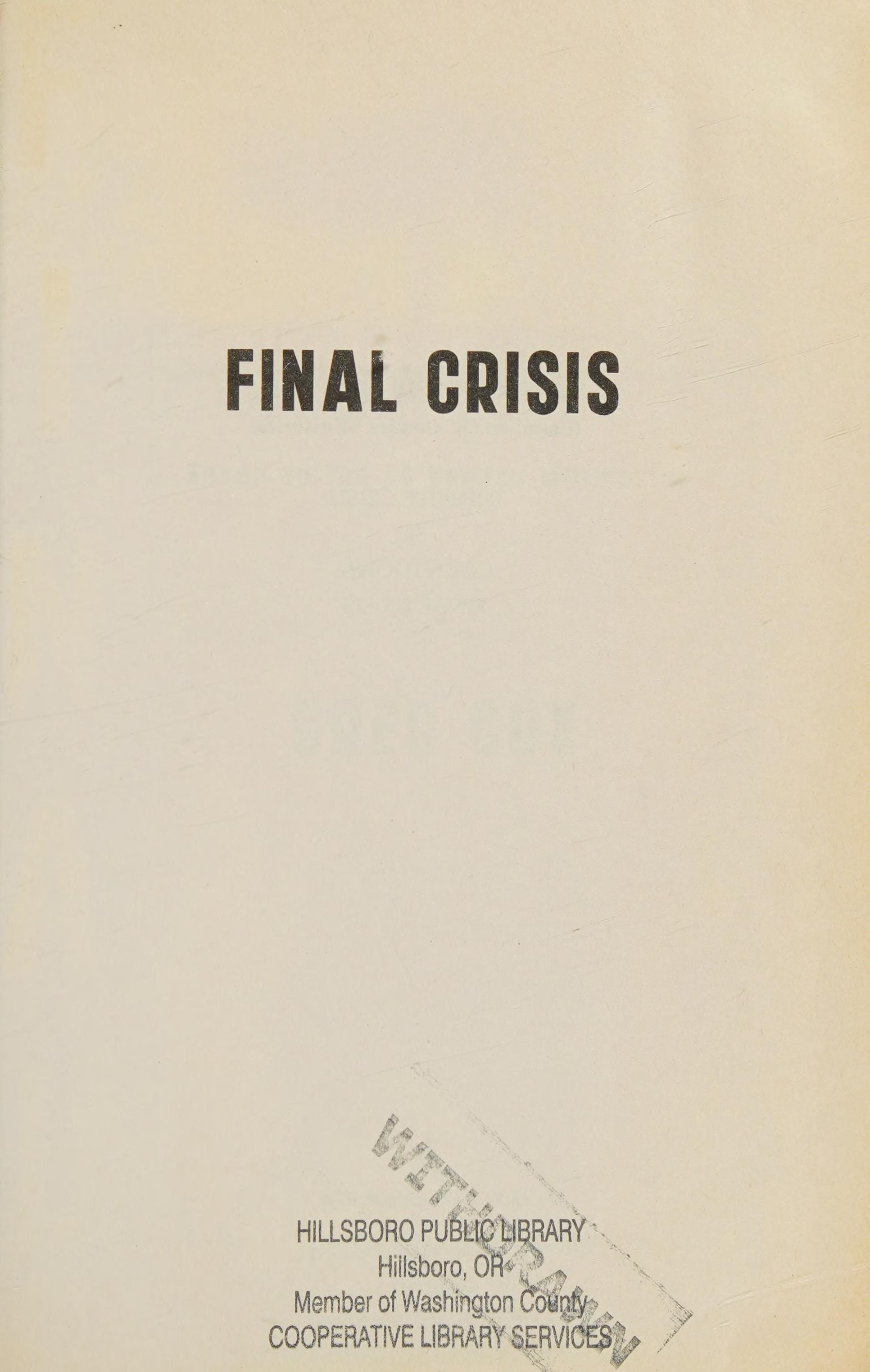 Final Crisis Based on the DC Comics Miniseries