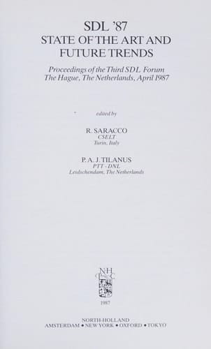 SDL. State of the art and future trends, The Hague, The Netherlands, April 1987. - (... ; 3). 1987