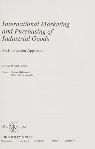 International Marketing and Purchasing: A European Study