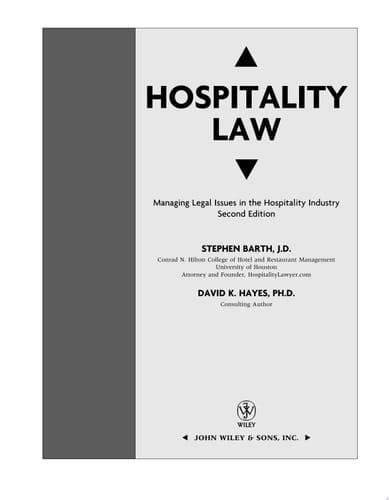 Hospitality Law Managing Legal Issues in the Hospitality Industry