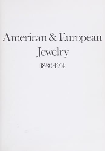 American & European jewelry, 1830-1914