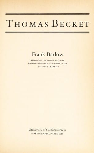 Barlow: Thomas Becket (Cloth)