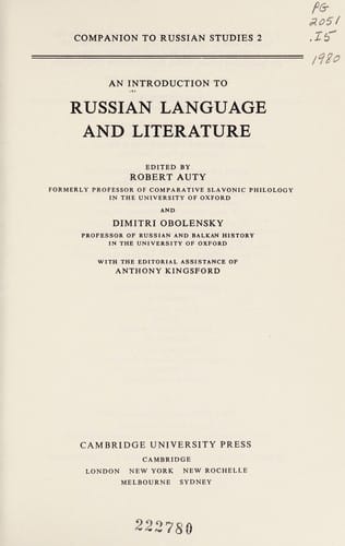 Companion to Russian Studies (Companion to Russian studies)