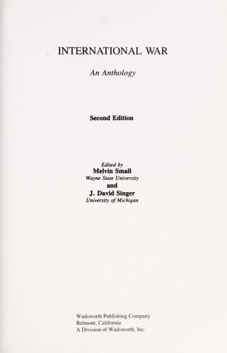 International War An Anthology
