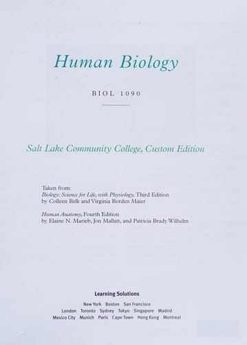 Human Biology Biol 1090 Salt Lake Community College Custom Edition (Human Biology Biol 1090 Salt Lake Community College Custom Edition)