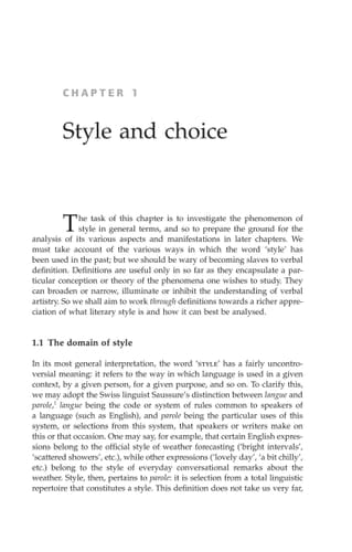 Style in Fiction A Linguistic Introduction to English Fictional Prose