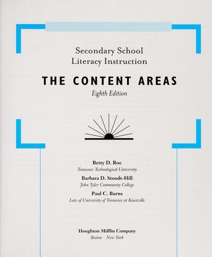 Secondary School Literacy Instruction: The Content Areas