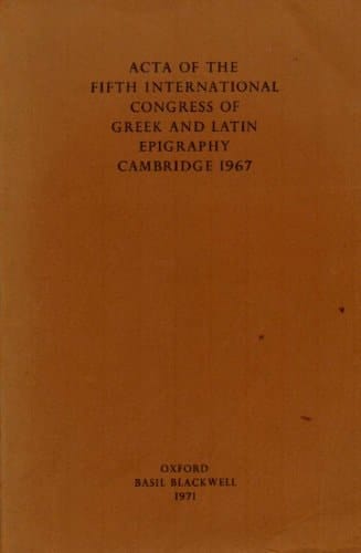 Acta 5th Epigraphic Cong
