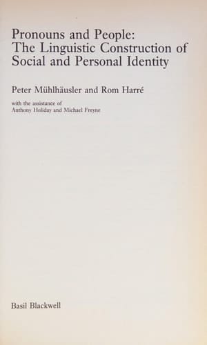 Pronouns and People The Linguistic Construction of Social and Personal Identity