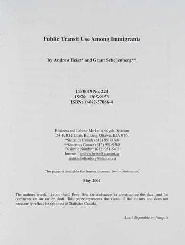 Public Transit Use Among Immigrants