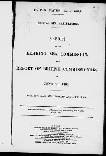 Report of the Bering Sea Commission, and report of the British commissioners of June 21, 1892
