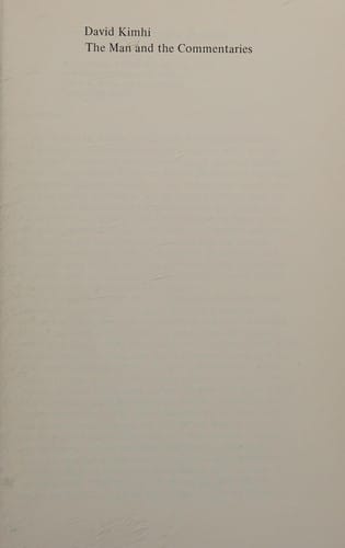 David Kimhi (Harvard Judaic monographs)