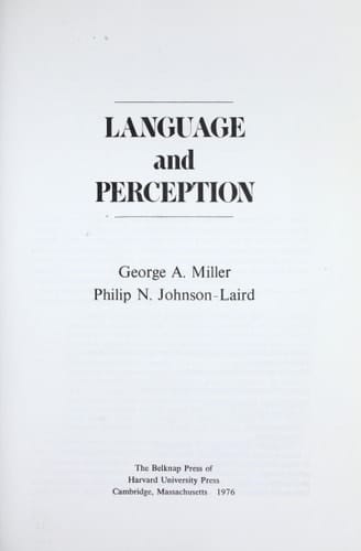 Language and Perception (Belknap Press)