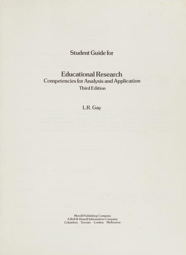 Student Guide for Educational Research Competencies for Analysis and Application, Third Edition