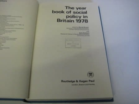 The Yearbook of Social Policy in Britain, 1978
