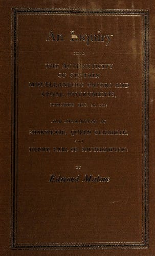 Inquiry into the Authenticity of Miscellaneous Papers and Legal Instruments to Shakespeare (18th Century Shakespeare)