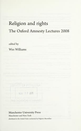 Religion and Rights The Oxford Amnesty Lectures 2008