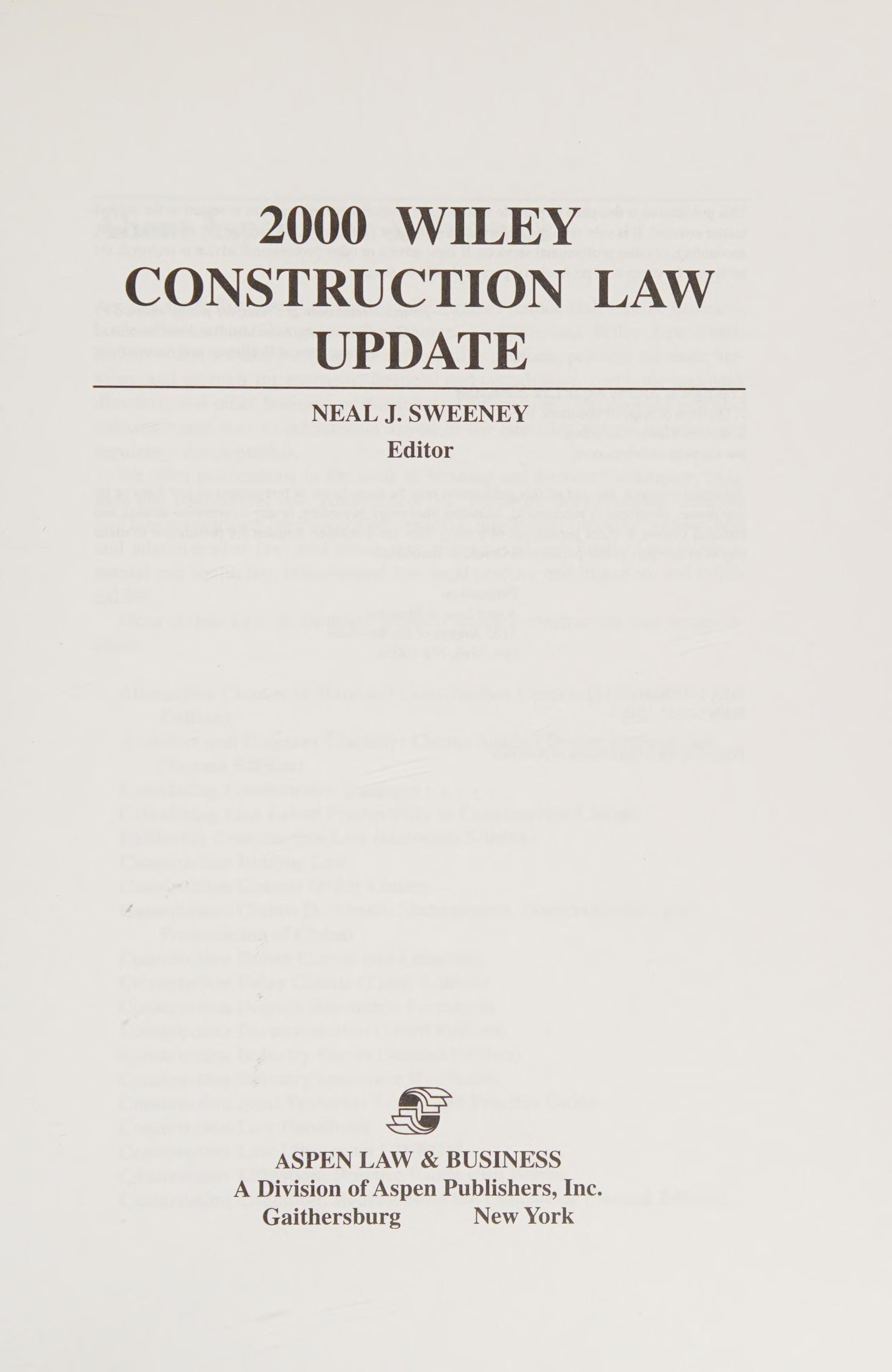 2000 Wiley Construction Law Update