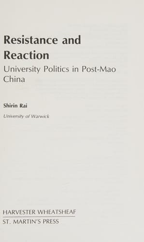 Resistance and Reaction University Politics in Post-Mao China