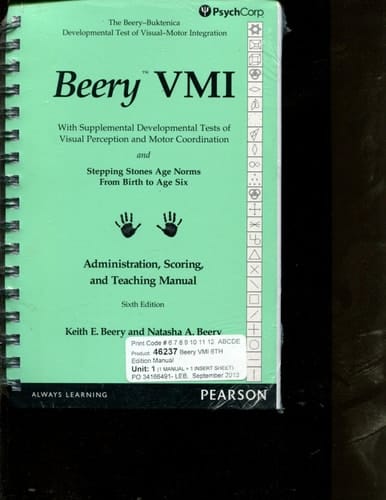 Beery VMI Administration, Scoring, and Teaching Manual 6e PsychCorp