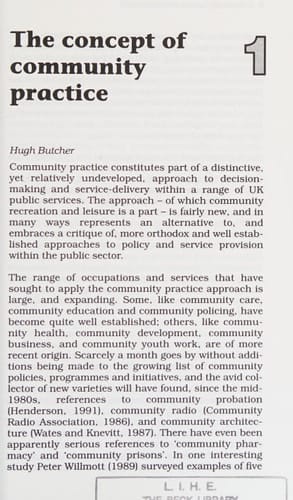 Community Leisure and Recreation Theory and Practice