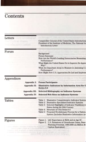 Forum on Key National Indicators Assessing the Nation's Position and Progress