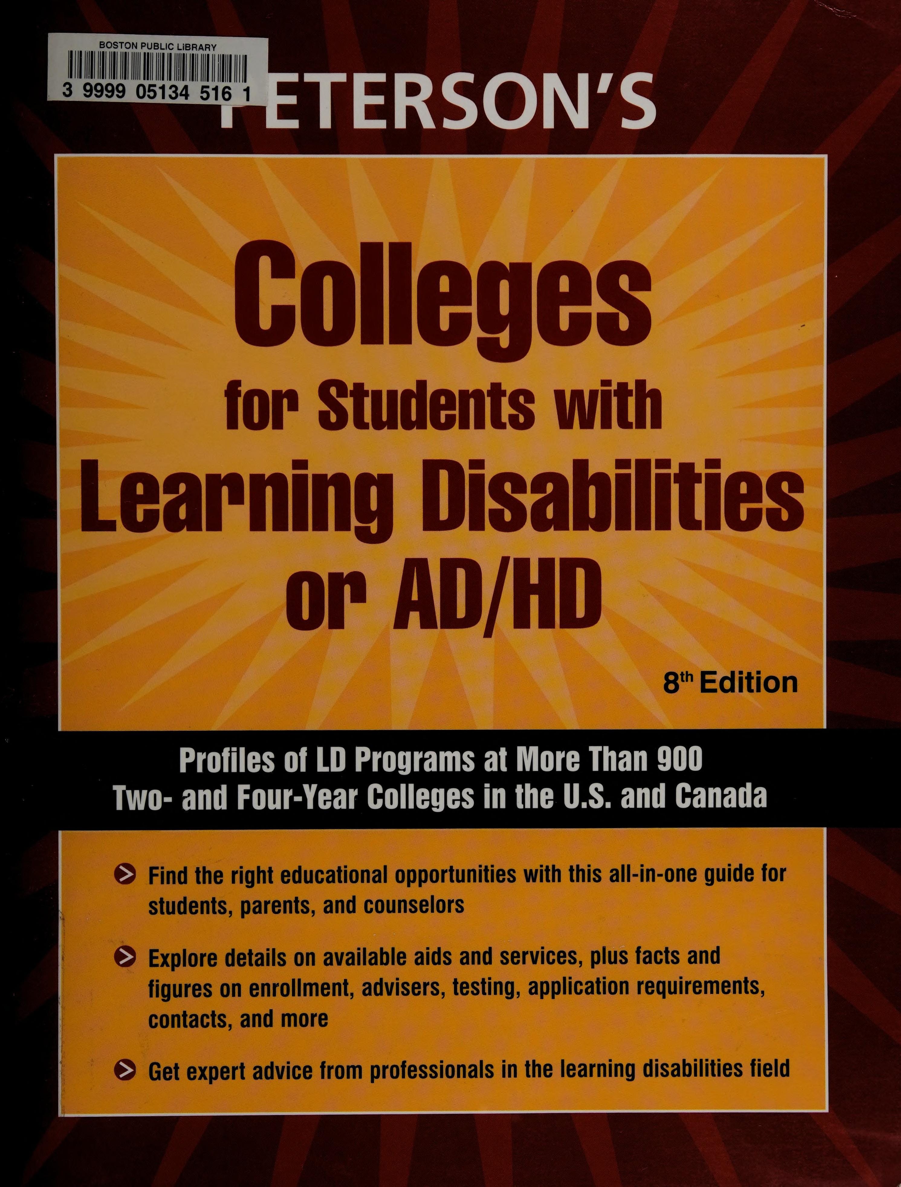 Peterson's Colleges for Students with Learning Disabilities Or AD/HD.