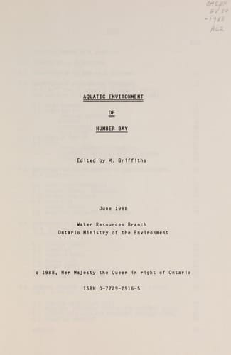 Aquatic Environment of Humber Bay