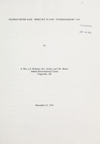 Oldman River Dam Mercury in Fish, Interim Report, 1993