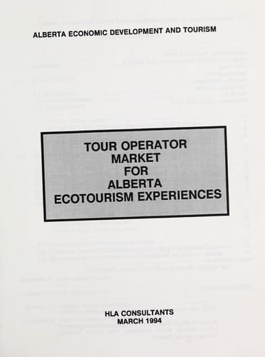 Tour Operator Market for Alberta Ecotourism Experiences