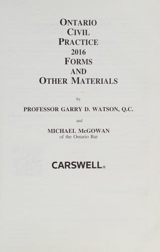 Ontario civil practice, 2016